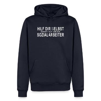 Lustiges Sozialarbeiter und Studenten Shirt - Männer Premium Bio Hoodie - Navy - Vorne - Nico (187cm)