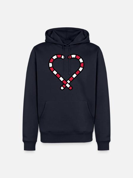 Candy Cane Heart - Men’s Premium Organic Hoodie - navy