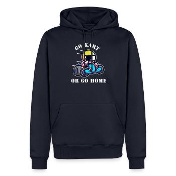 Faites du kart ou rentrez chez vous - Sweat à capuche Premium bio Homme - bleu marine - Devant - Nico (187cm)