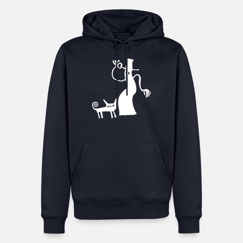Sorcière avec chat - Sweat à capuche Premium bio Homme - bleu marine