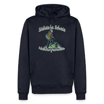 Wanderparadies Sächsische Schweiz - Männer Premium Bio Hoodie - Navy - Vorne - Nico (187cm)