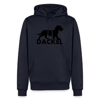 Dackel - Männer Premium Bio Hoodie - Navy - Vorne - Nico (187cm)
