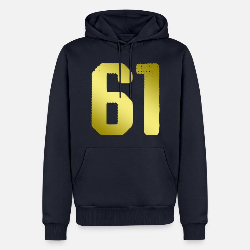 61 Maillot numéro - Sweat à capuche Premium bio Homme - bleu marine