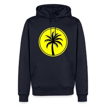 Palm Tree Holiday Plage - Sweat à capuche Premium bio Homme - bleu marine - Devant - Nico (187cm)