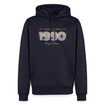 Birthday Cool depuis 1990 - Sweat à capuche Premium bio Homme - bleu marine - Devant - Nico (187cm)