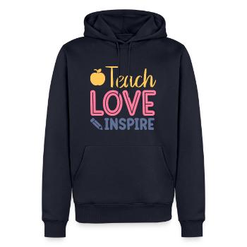 Teach Love Inspire - Men’s Premium Organic Hoodie - navy - Front - Nico (187cm)