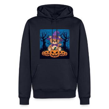 Ours en peluche d’Halloween Ours d’Halloween - Sweat à capuche Premium bio Homme - bleu marine - Devant - Nico (187cm)