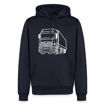 Truck / Truck Front - White Contour - Men’s Premium Organic Hoodie - navy - Front - Nico (187cm)