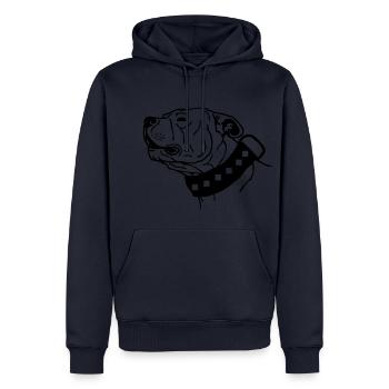 americanstaffy2a - Sweat à capuche Premium bio Homme - bleu marine - Devant - Nico (187cm)