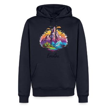 Respirer - Sweat à capuche Premium bio Homme - bleu marine - Devant - Nico (187cm)