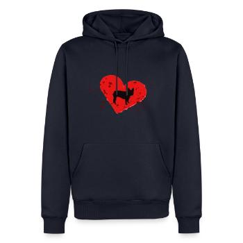Frenchie, Bully, Bouledogue français, Cadeau - Sweat à capuche Premium bio Homme - bleu marine - Devant - Nico (187cm)