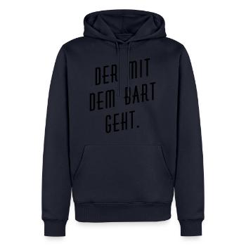 Der mit dem Bart geht. - Männer Premium Bio Hoodie - Navy - Vorne - Nico (187cm)