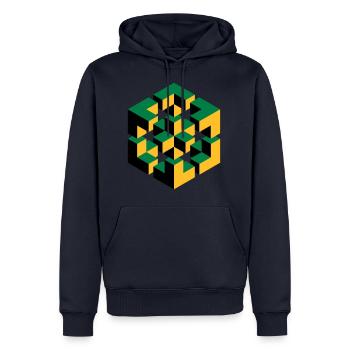 Figure impossible imagination géométrie cube Escher - Sweat à capuche Premium bio Homme - bleu marine - Devant - Nico (187cm)