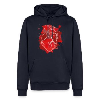 Herz - Männer Premium Bio Hoodie - Navy - Vorne - Nico (187cm)