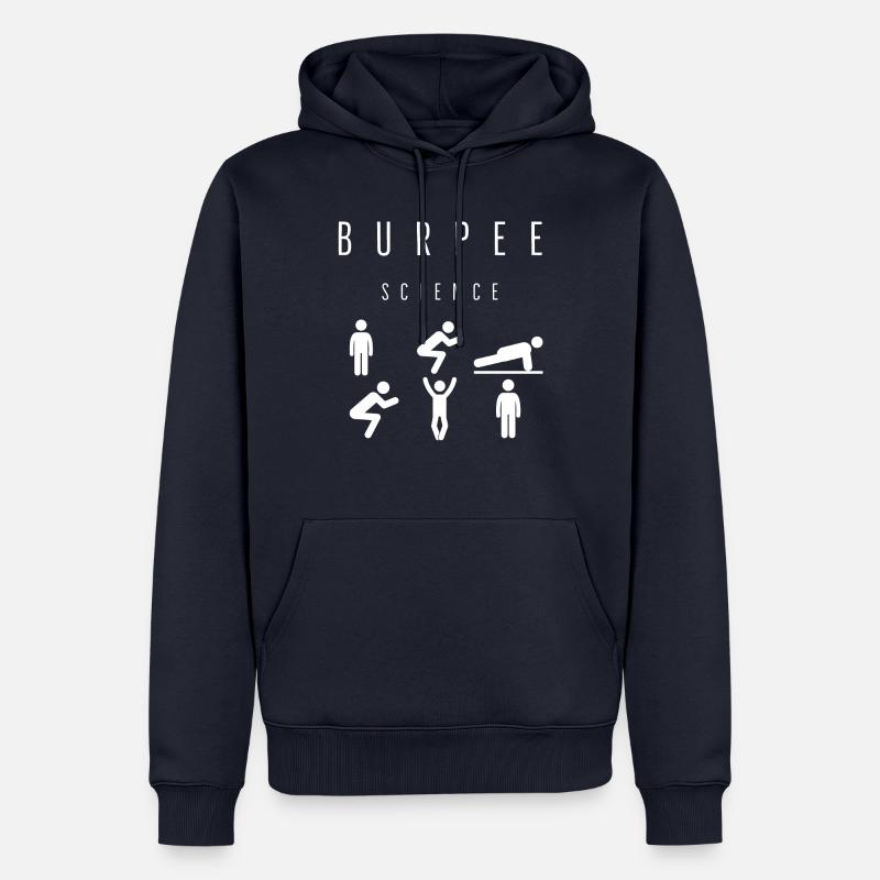 Burpee Evolution, Burpee Science, Sport, Motivation - Sweat à capuche Premium bio Homme - bleu marine
