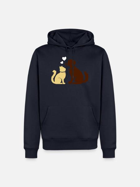 Tierisch gute Freunde / Katze und Hund / BFF - Männer Premium Bio Hoodie - Navy
