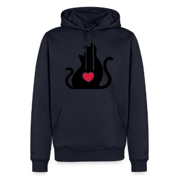 Chats amoureux / Chats amoureux / - Sweat à capuche Premium bio Homme - bleu marine - Devant - Nico (187cm)