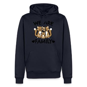 Nous sommes une famille - famille de chats - Sweat à capuche Premium bio Homme - bleu marine - Devant - Nico (187cm)