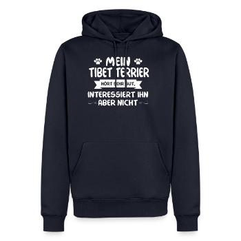 Tibet Terrier - Männer Premium Bio Hoodie - Navy - Vorne - Nico (187cm)