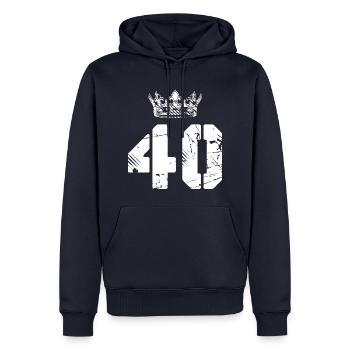 40 Zahl Krone - Männer Premium Bio Hoodie - Navy - Vorne - Nico (187cm)