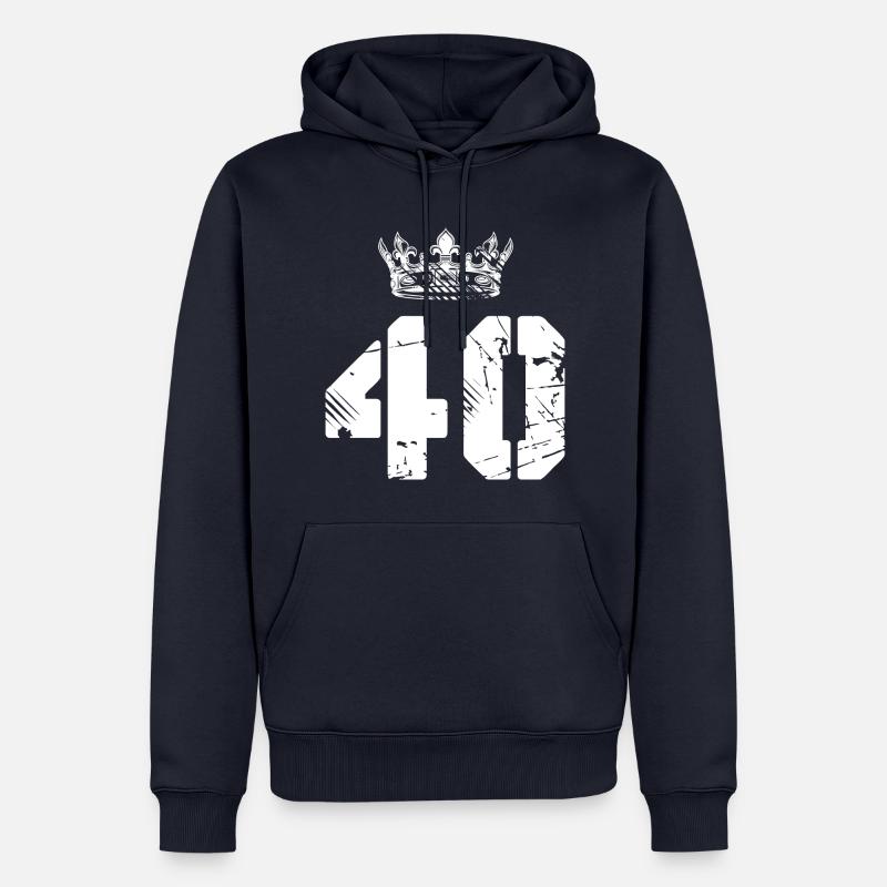 40 Couronne de numéros - Sweat à capuche Premium bio Homme - bleu marine