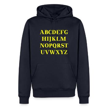 ABC Alphabet Geschenkidee - Männer Premium Bio Hoodie - Navy - Vorne - Nico (187cm)