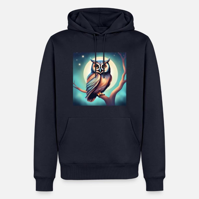 Eule träumerisch Gothic Geschenkidee Nacht - Männer Premium Bio Hoodie - Navy