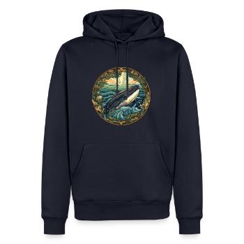 Wal - Männer Premium Bio Hoodie - Navy - Vorne - Nico (187cm)