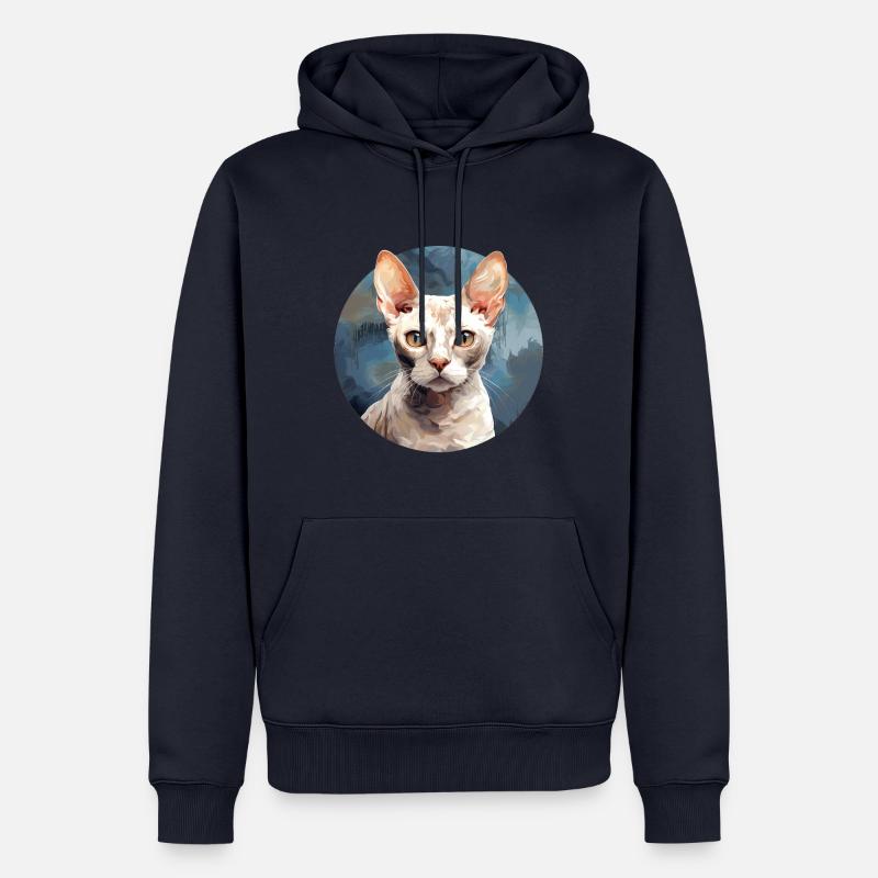 Devon Rex Chat - Sweat à capuche Premium bio Homme - bleu marine