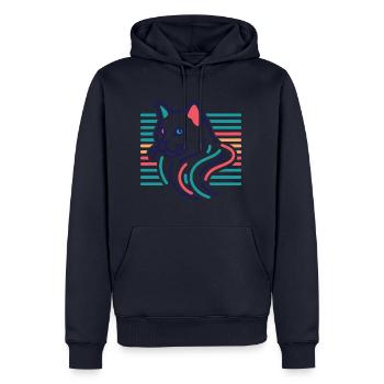 Katzen Vibes aus den 90ern - Männer Premium Bio Hoodie - Navy - Vorne - Nico (187cm)