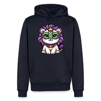 Bande dessinée mignonne de Lion de Mardi Gras - Sweat à capuche Premium bio Homme - bleu marine - Devant - Nico (187cm)