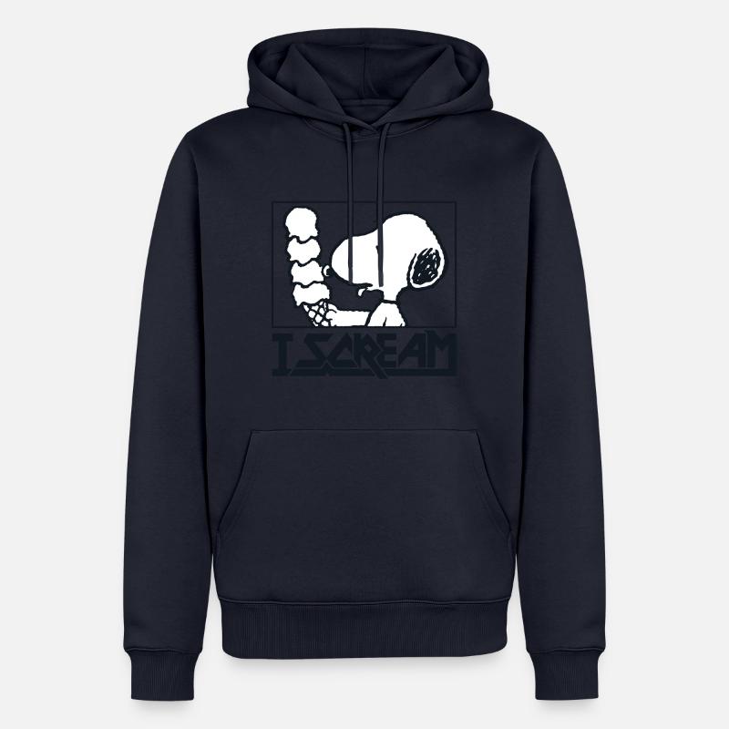 Peanuts Snoopy I Scream Ice Cream Glace - Sweat à capuche Premium bio Homme - bleu marine
