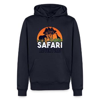Safari Big Five - Sweat à capuche Premium bio Homme - bleu marine - Devant - Nico (187cm)