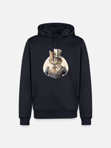 Katze im 1800 Jahre Stil Gekleidet Nobel Barock - Männer Premium Bio Hoodie - Navy