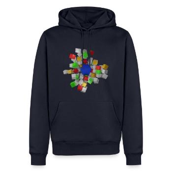 Void Blocks - Männer Premium Bio Hoodie - Navy - Vorne - Nico (187cm)