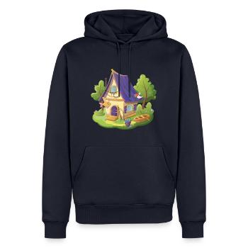 Märchen Haus Fischer mit Fisch und Boot - Männer Premium Bio Hoodie - Navy - Vorne - Nico (187cm)
