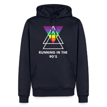 Running in the 90 s - Männer Premium Bio Hoodie - Navy - Vorne - Nico (187cm)