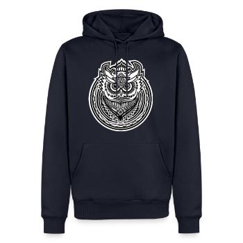 Eulen Symbol Owl Icon Design - dunkler Grund - Männer Premium Bio Hoodie - Navy - Vorne - Nico (187cm)