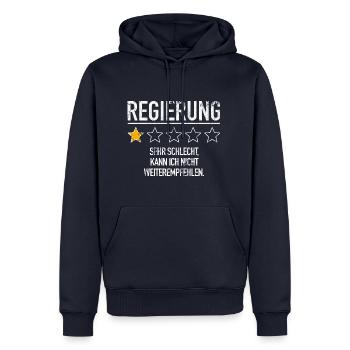 Regierung - Bewertung - kann nicht weiterempfehlen - Männer Premium Bio Hoodie - Navy - Vorne - Nico (187cm)
