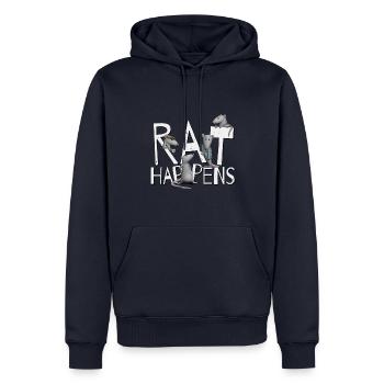 Rat Happens Shit Happens Wordplay Rodent Rats - Sweat à capuche Premium bio Homme - bleu marine - Devant - Nico (187cm)
