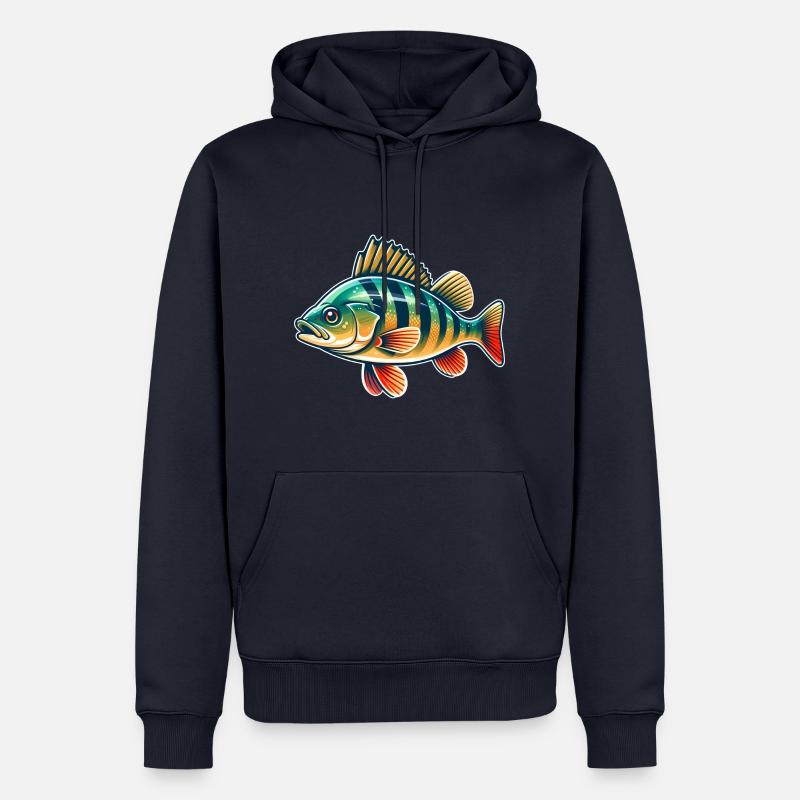 perche, perche, poisson, pêche - Sweat à capuche Premium bio Homme - bleu marine
