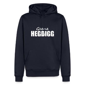 Sächsisch - Dialekt - Spruch - Männer Premium Bio Hoodie - Navy - Vorne - Nico (187cm)