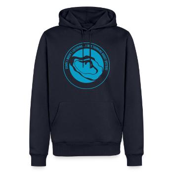 Penser aux huîtres Seafood Chef Funny Saying - Sweat à capuche Premium bio Homme - bleu marine - Devant - Nico (187cm)