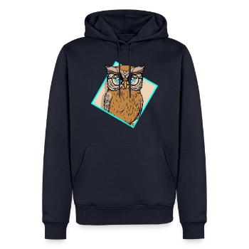 Künstlerische Eulen Wildtiere Vögel Natur - Männer Premium Bio Hoodie - Navy - Vorne - Nico (187cm)
