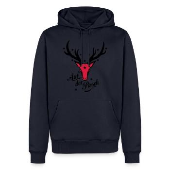 Hirsch auf der Pirsch - Männer Premium Bio Hoodie - Navy - Vorne - Nico (187cm)