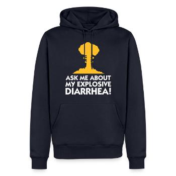 Demandez-moi au sujet de mon diarrhée explosive! - Sweat à capuche Premium bio Homme - bleu marine - Devant - Nico (187cm)