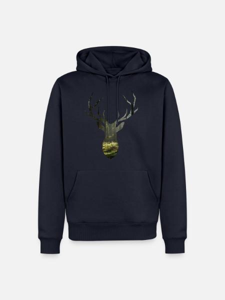 Hirsch, Wald, Natur, Freiheit, Design - Männer Premium Bio Hoodie - Navy