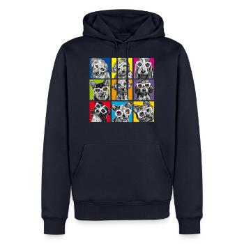 P.D. Moreno Hunde Kacheln Collage Pop Art - Männer Premium Bio Hoodie - Navy - Vorne - Nico (187cm)