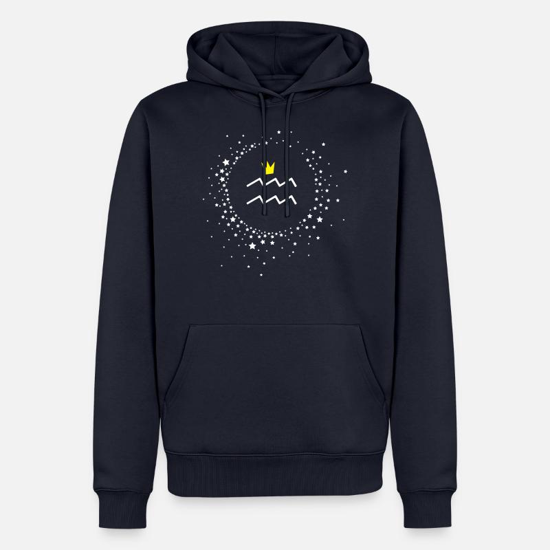 Sternzeichen Wassermann mit Krone - Männer Premium Bio Hoodie - Navy