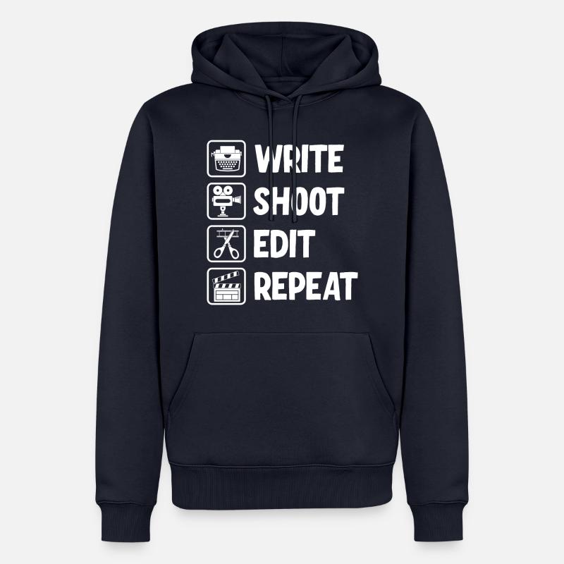 Write Shoot Edit Repeat Filmmaker - Männer Premium Bio Hoodie - Navy